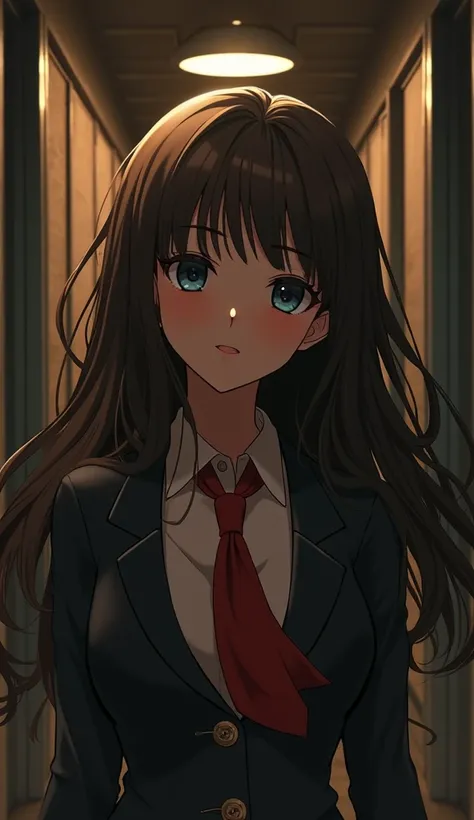 (32K:1.9, Highest quality, masterpiece, Ultra-high resolution), Perfect dynamic composition, Highly detailed skin and facial textures:1.3, Detailed eyes, Detailed limbs, Cute sexy slim Japanese schoolgirl, Fair skin, ((Clarity:1.1)), (Red tie blazer unifor...