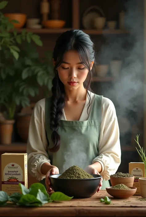 Melayu girl boiling water kratom powder supergreen packing by KTM Herbs Legacy