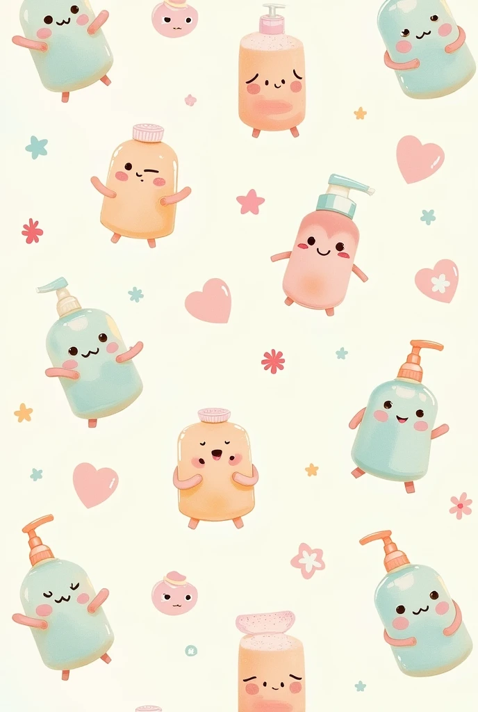 Background pattern pastel soap and shampoo cartoon square