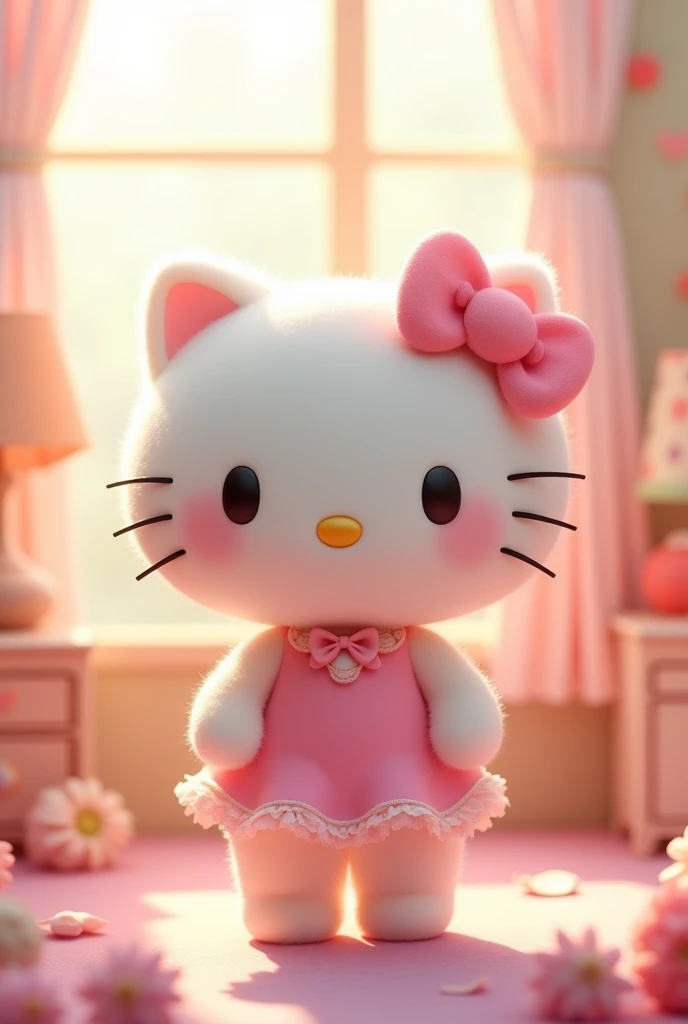 A cute furry hello kitty in a pink dress
