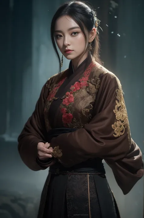 Official Art, Unity 8k wallpaper, super detailed, beautiful, beautiful, masterpiece, best quality,
dark, atmospheric, mystical, romantic, creepy, literature, art, fashion, ming and qing dynasties, decoration, intricate, ironwork, embroidery, contemplation,...