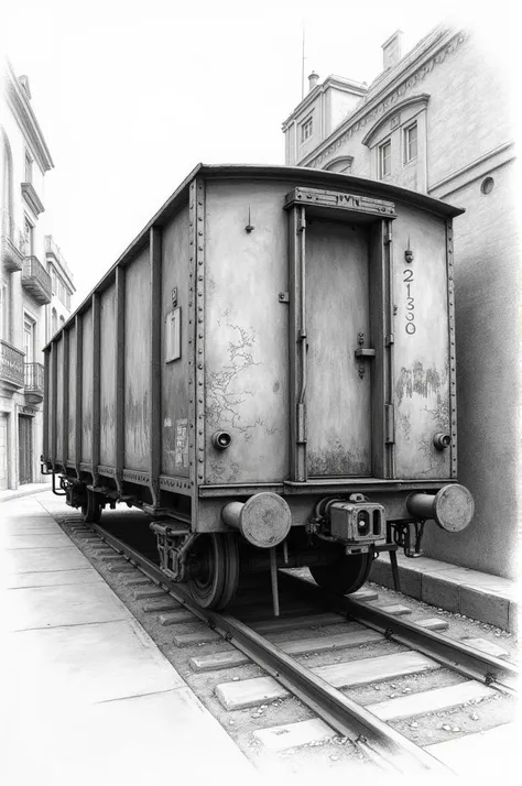 BCN railway wagon pencil drawing