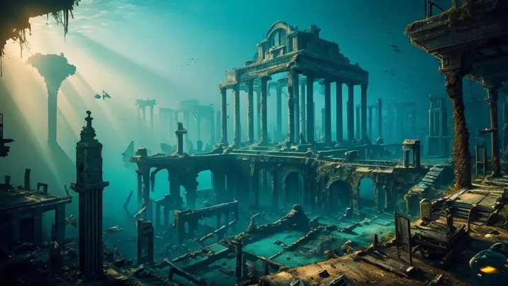 ((masterpiece)),((highest quality)),((high detail)),nobody,background,undersea ruins, sunken ancient city, in the sea, deep sea,...