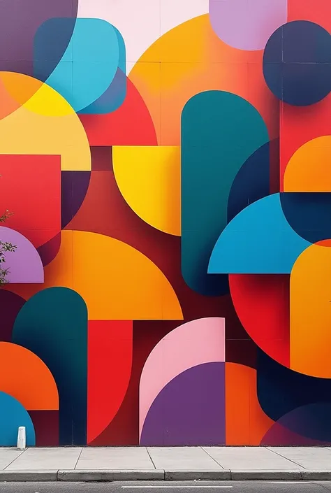 colourful shape mural 