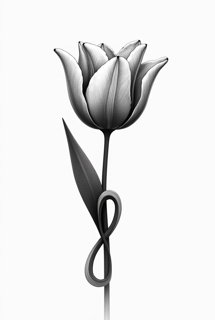 A tulip with an infinity that is for a brand or logo but in black and white 
