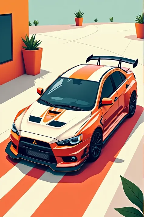 Mitsubishi evo Cartoon visdo de cima