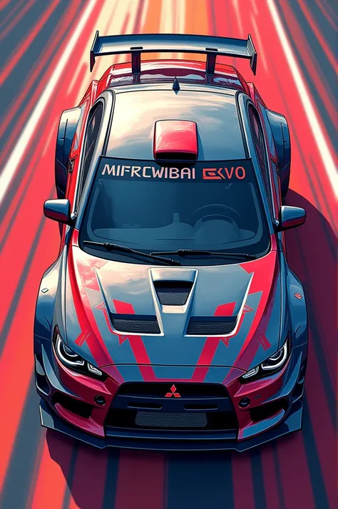 Mitsubishi evo Cartoon visto de cima 