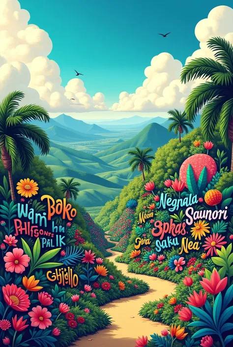 colorful and creative filipino words slogan landscape 