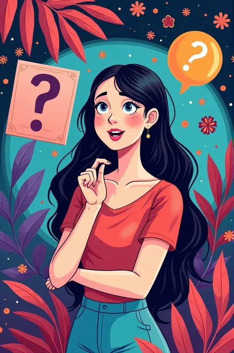 Create a vibrant and engaging image for a TikTok profile picture, focused on a theme of quizzes and challenges. The image must be visually appealing and arouse curiosity., with graphic elements that represent puzzles, mysteries or questions. Use bright col...