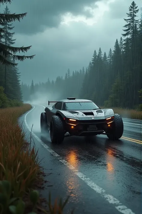 Cars stated on road and raining and thundering around yellowish grasses and forests make the car and especially road bestest
Invincible 💪🏿 graphics quality and make realistic in road and car also .

Make the beast one go on.