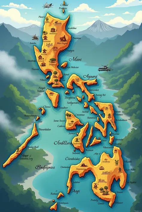 The map of Cordillera Administrative Region and its province well known places
