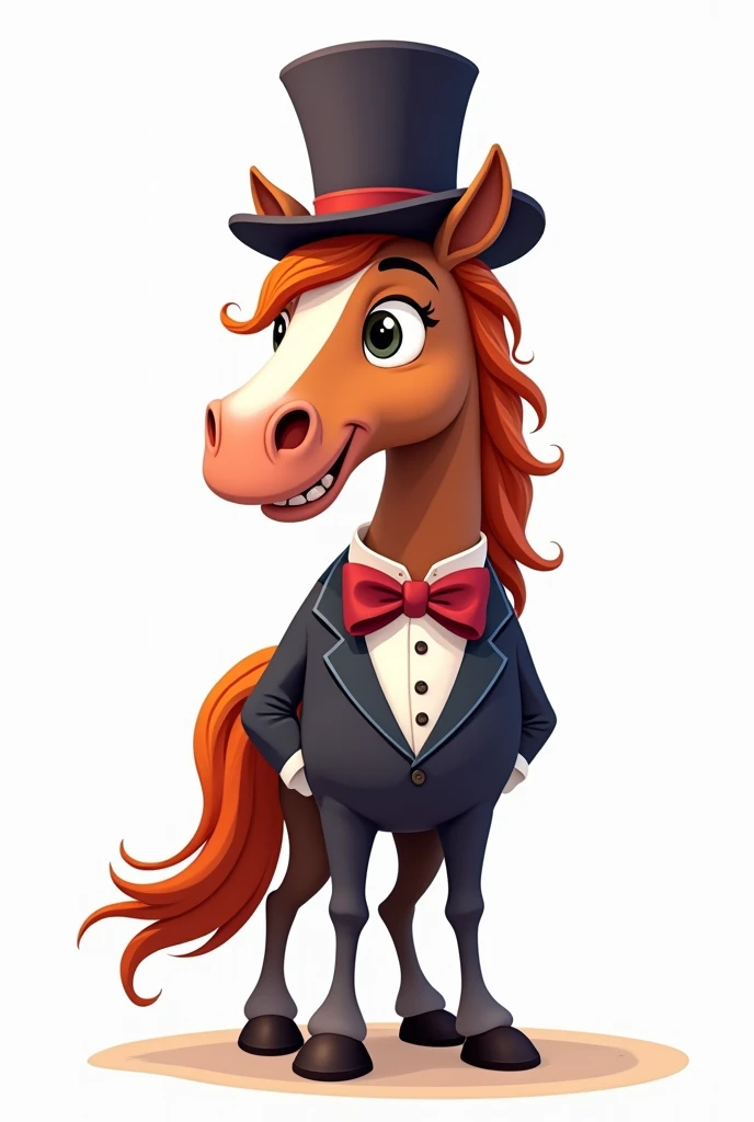 Horse coloring page wearing top hat and tie 