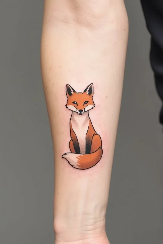 Tattoo motif without colorful colors for arm. A fox that consists only of head and tail . I don&#39;t want a picture of an arm just the subject itself. The face should look from the front right out of his view. Then you should see something of his chest. B...