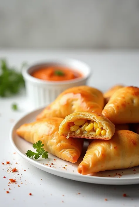 Image of corn empanadas accompanied by tartar sauce 