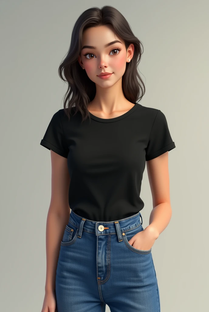 Girl img 
Black t shirt and blue enderval 
