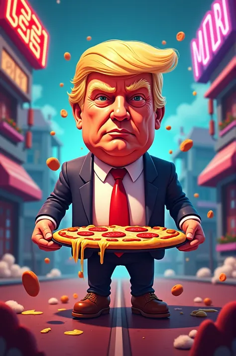 Donald trump in the style of Pizza Tower