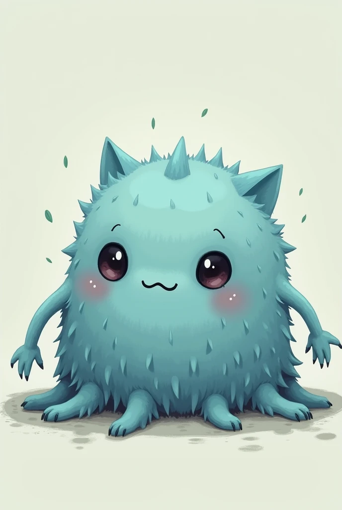 Create a kawaii monster that has more limbs, just smaller and light blue to make it sadder. 