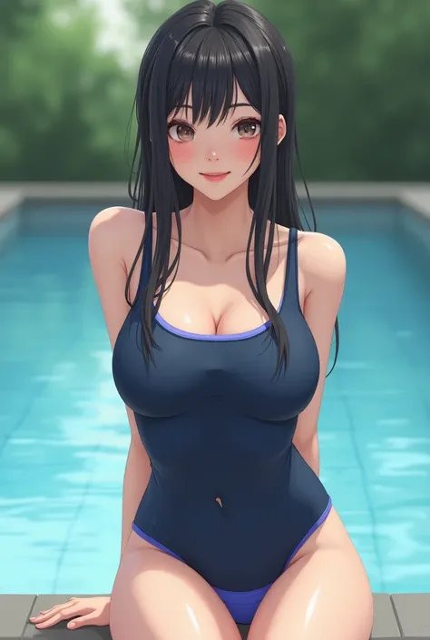 ((Japanese girl1 person)),masterpiece, Highest quality, 8k, Young and beautiful, 1 person, Baby Face、 (Random Carving Pose),Her breasts are young and large. 、Young nipples、Morphologically correct、 (Round face), Cute Face, Thighs, Poolside、smile、 Compensate...