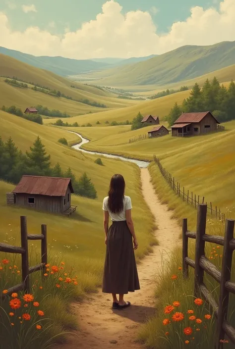 A cover depicting a rural landscape with a woman in the foreground, suggesting its connection to the land and its central role in the community, with an earthy color palette that conveys the atmosphere of the backlands.