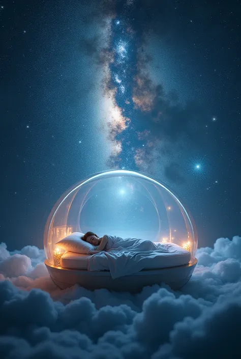 Fall asleep in the shining universe。Galaxies and Stars、god々Will be watching over you。Gorgeous Bedroom、unmanned、Transparent dome in space