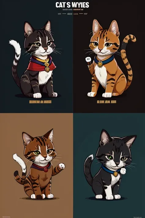 Illustrations of Heroes and Diverse Characters in Unique Styles in cats