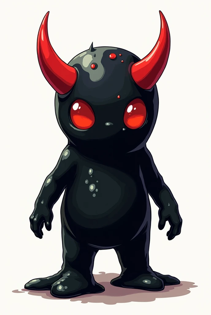 Manga character, black slime, red horns, two hands, two legs