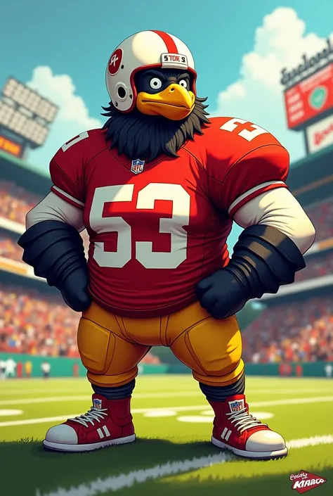 The Chilean character Condorito but dressed as an american football player