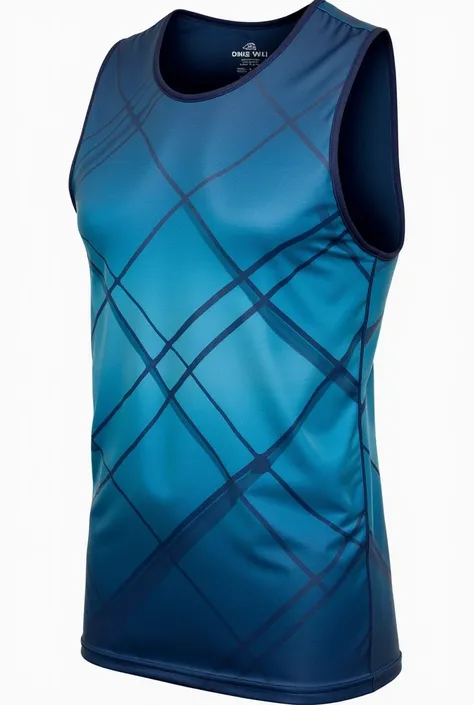 Men&#39;s blue gradient grid tank top
