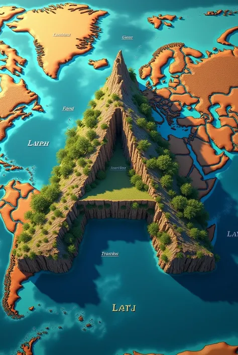 alpha shaped island in the world map