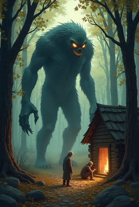 The creature&#39;s imposing figure slipped stealthily between the tall trees., His steps were muffled by the thick layer of fallen leaves that covered the ground.. As he approached the modest cabin, His heart was beating with a mixture of nervousness and h...