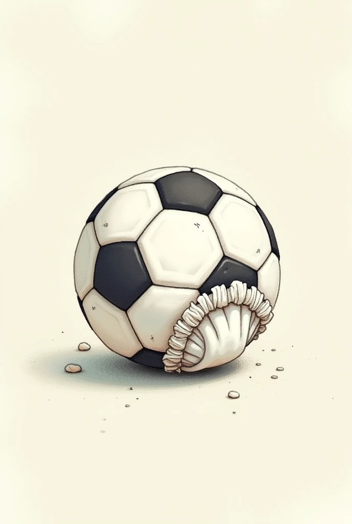 create a soccer ball that looks like a baby diaper in the form of a drawing 1st