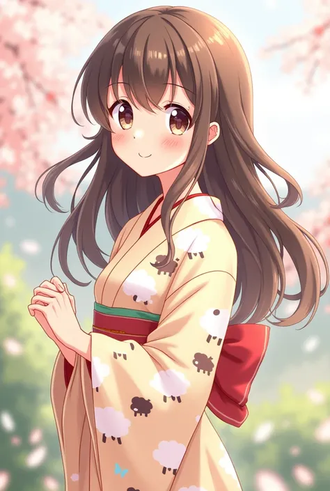 Anime girl in a sheep-design yukata