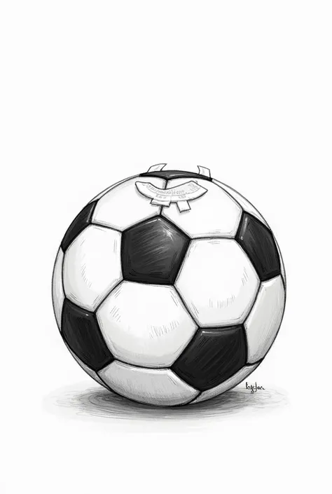 create soccer ball with a baby diaper in the shape of a black and white drawing
         