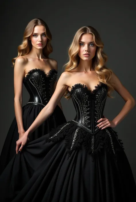 fashion female models wearing a corset dress