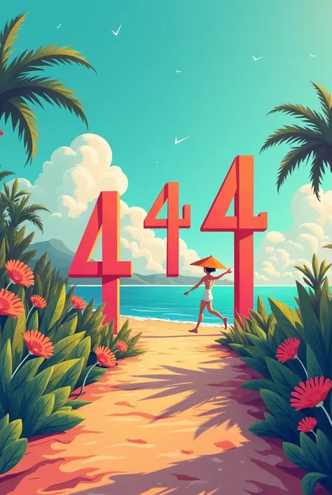 Create an standard logo for YouTube profile for Travel, food, fashion ,bloging ,explore, lifestyle having number 444?