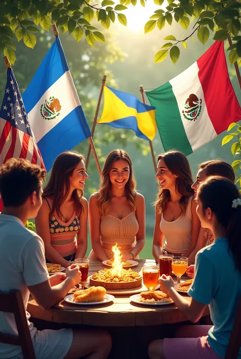 10th anniversary image of the WhatsApp group talking to friends with Chilean flags, argentina, Cuba, Mexico, guatemala, Paraguay and Venezuela 