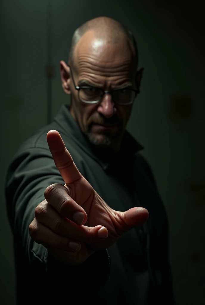 a breaking bad character,2d digital art,detailed hand,detailed fingers,chiaroscuro lighting,cinematic composition,dramatic lighting,moody atmosphere,dark tones,muted colors,intricate details,high quality,masterpiece