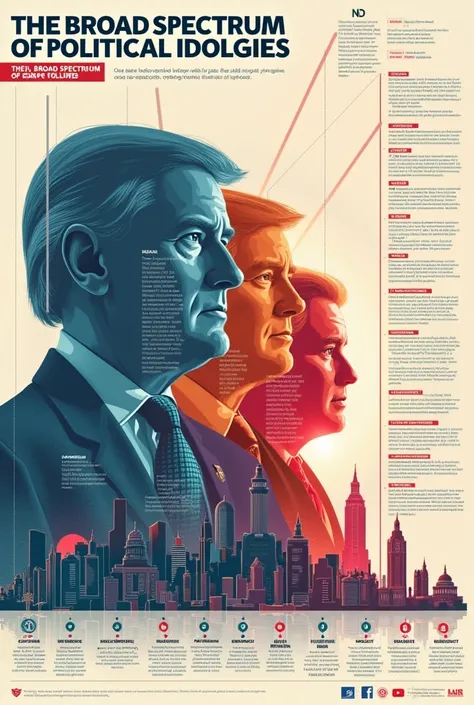 A graphic showing a spectrum or scale with various political ideologies, emphasizing the range of voices in the 2024 election.
