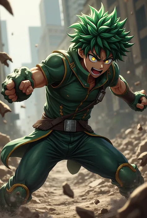 Izuku Midoriya brutally beating a villain