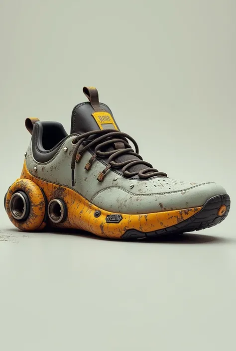 Rocket sport sneakers with turbines on the sole of the foot model 3D Rusty and worn 