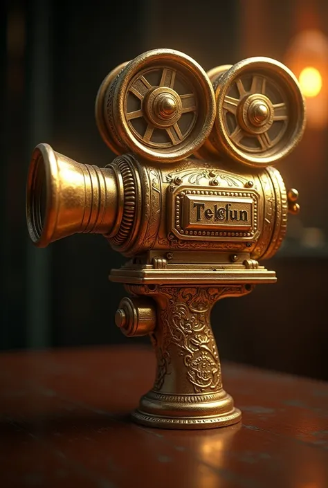 logo 1.1, nome TeleFun, antique gilded holographic cinema camera