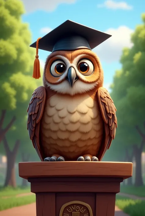 Owl Mascot with College Graduation Cap 


