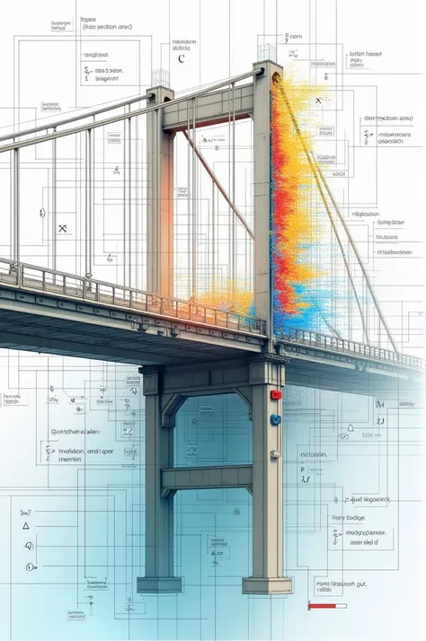 Create an image where the strength of a bridge and its cost are calculated using codes in the Python program, where we are given the area of the cross section as data, material density, resistance factor and its cost per cubic unit