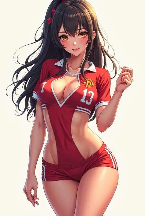 Anime sexy portant un maillot de foot court