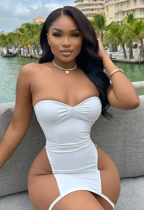 ((high quality:1.2)), (8k), extremely detailed, ((High detail:1.2)), ((best resolution:1.4)), (HotLexi woman), Solo, 2 Angolan female, (tight short dress strapless),