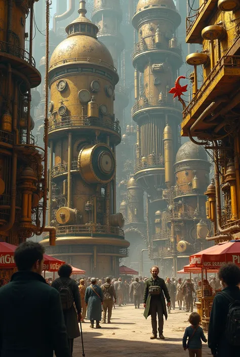 steampunk complicated scene , realistický styl