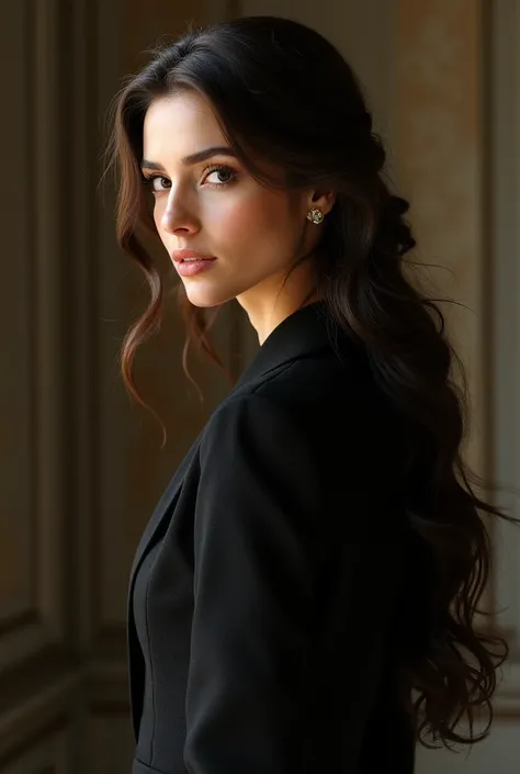 a woman whose elegance transcends the style of the clothes she wears. with a striking presence, she exudes confidence and sophistication in every gesture. their hair, long and well cared for, are always impeccably combed, and her expressive eyes reveal a c...