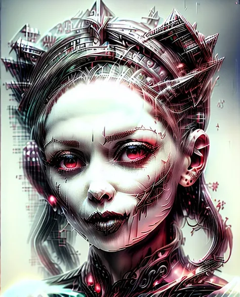 Beautiful woman goth chick, Bright neon green eyes, michael hussar, slime punk, hyperrealism, pink hair, ornamental gothic - cyberpunk, stefan gesell, deiv calviz, cybergoth, cyberpunk horror style, nagash editorial, intricate cyberpunk make - up, portrait...