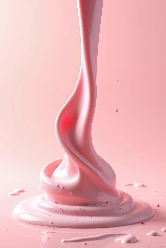 strawberry yogurt puddle coming from bottom to top in 3D of strawberry yogurt