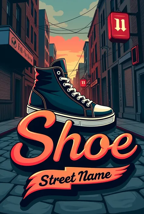 urban shoe store logo with street name
